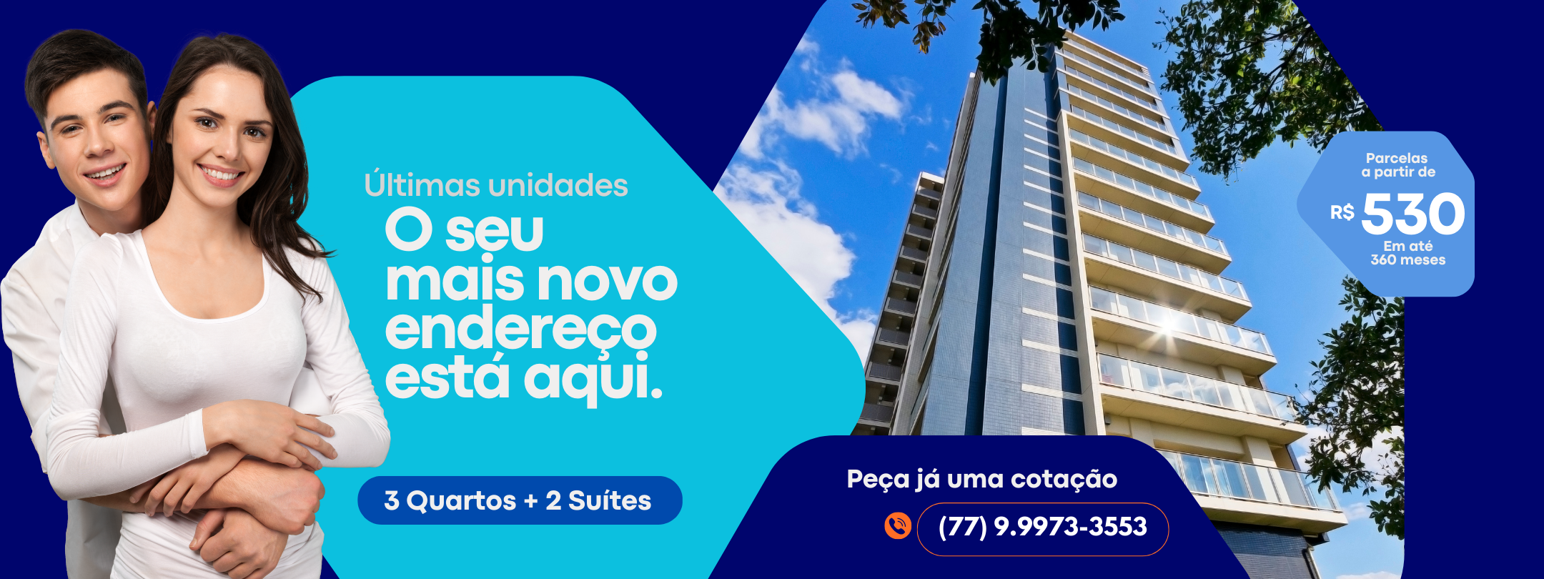 Apartamento Oferta Banner Mercado Shops Laranja Cinza e Branco
